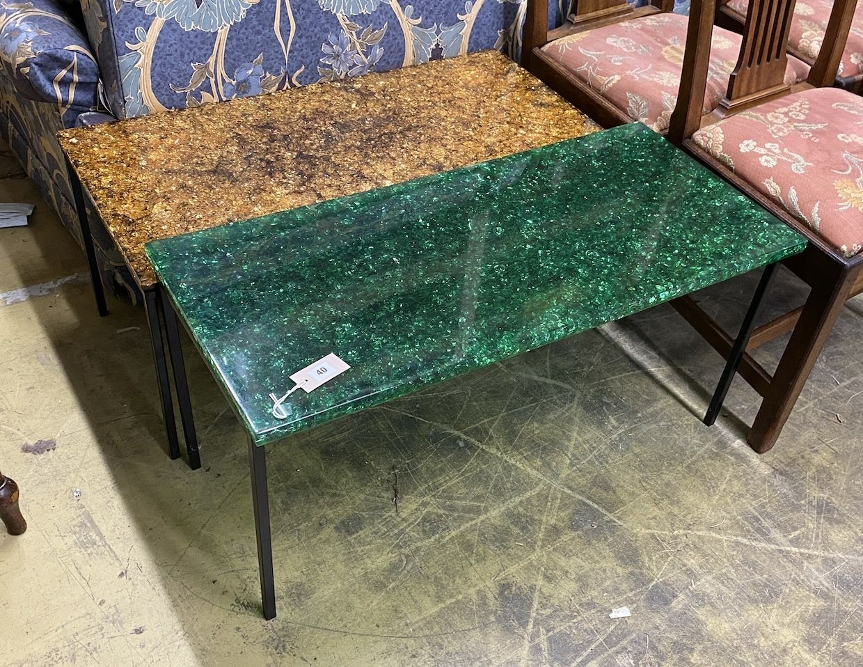 Two mid century rectangular coffee tables, larger width 92cm, depth 46cm, height 40cm